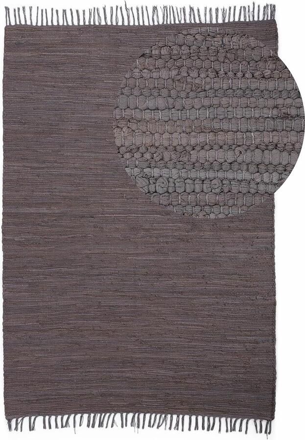 JGS Handgeweven Katoenen Vloerkleed in Mauve voor Woonkamer met Boho Stijl en Franje