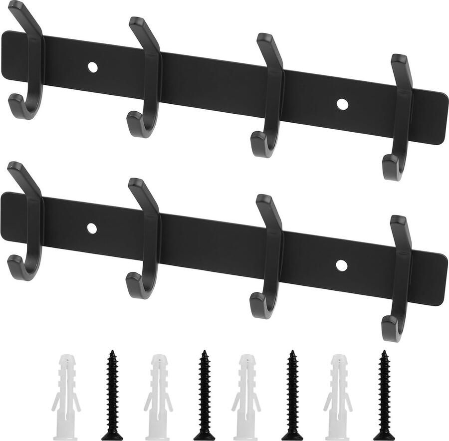 JGS Handige Muurhaken Set van 2 voor Ruimtes met Vier Haken