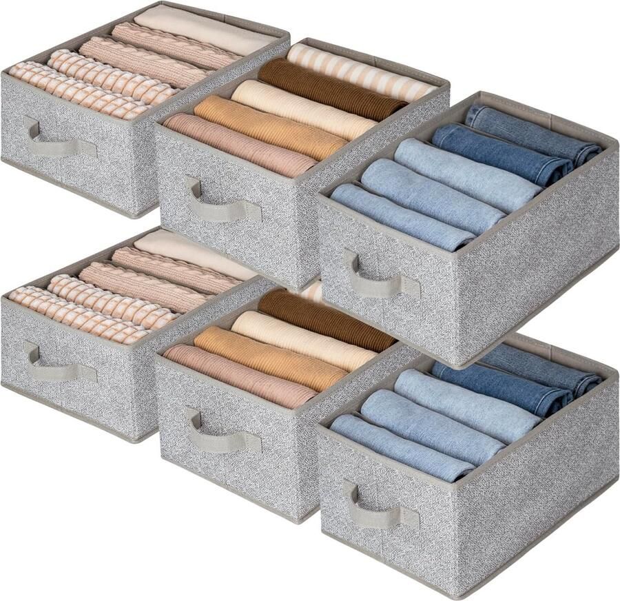 JGS Handige Opvouwbare Kleding Organisers voor Kledingkast met 6 Stuks en Ruime Compartimenten