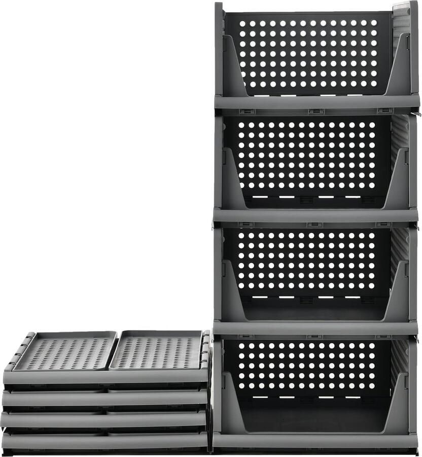 JGS Handige Stapelbare Opbergdozen Set van 4 voor Kledingkast en Meer