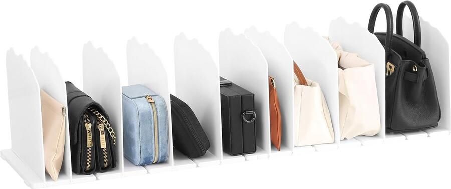 JGS Handige Verstelbare Plankorganizer voor Handtassen en Meer met 10 Delers in Wit