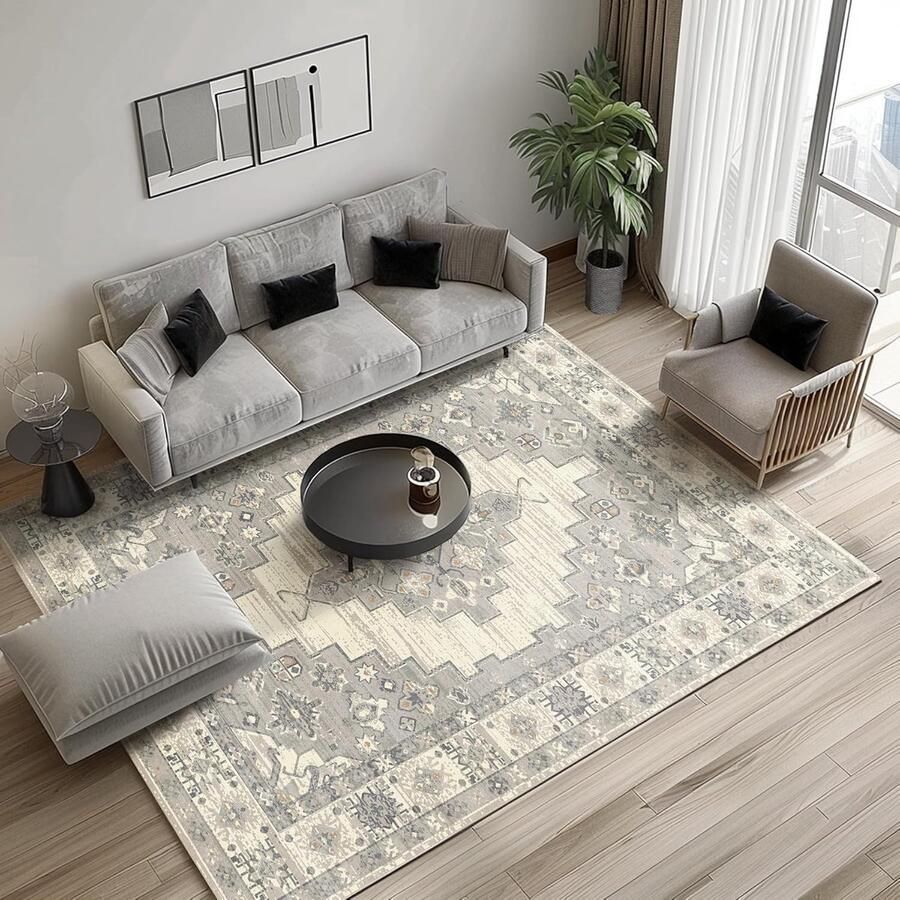JGS Hawthyhome Rugs Living Room Bedroom Vintage Rug Washable Short Pile Rug Non-Slip Underside Fluffy Soft Rugs Oriental Rug Size: 240 x 300 cm Colour: Vintage Grey