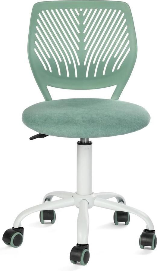 JGS Linnen Stoffen Bureau Stoel Ergonomische Draaistoel Armloos Hoogte Verstelbare Bureaustoel Thuiskantoor Stoel voor Kinderen Tieners Cactus Groen