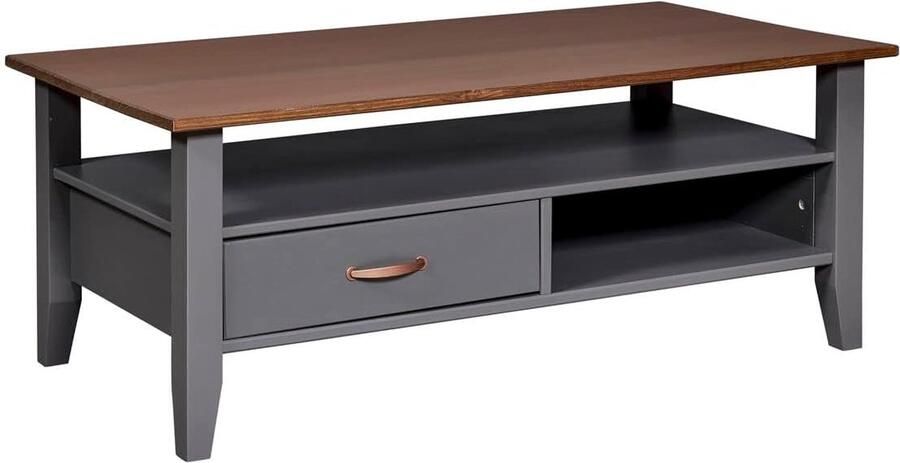 JGS Koffietafel Massief houten tafel Woonkamertafel Salontafel Massief grenen Spaanplaat gecoat Artisan Oak Look Antraciet