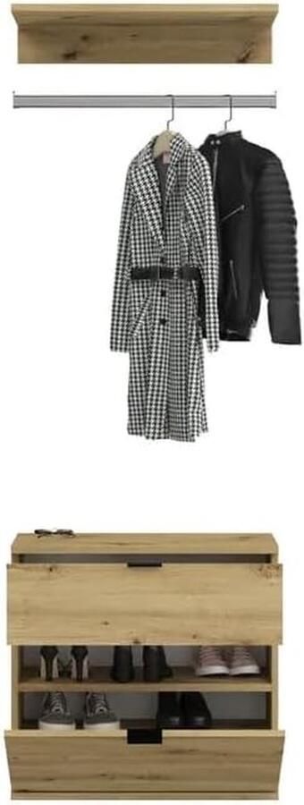 JGS Hoogwaardige Schoenenkast met Wandplank en Opbergsysteem in Artisan Eiken Nb