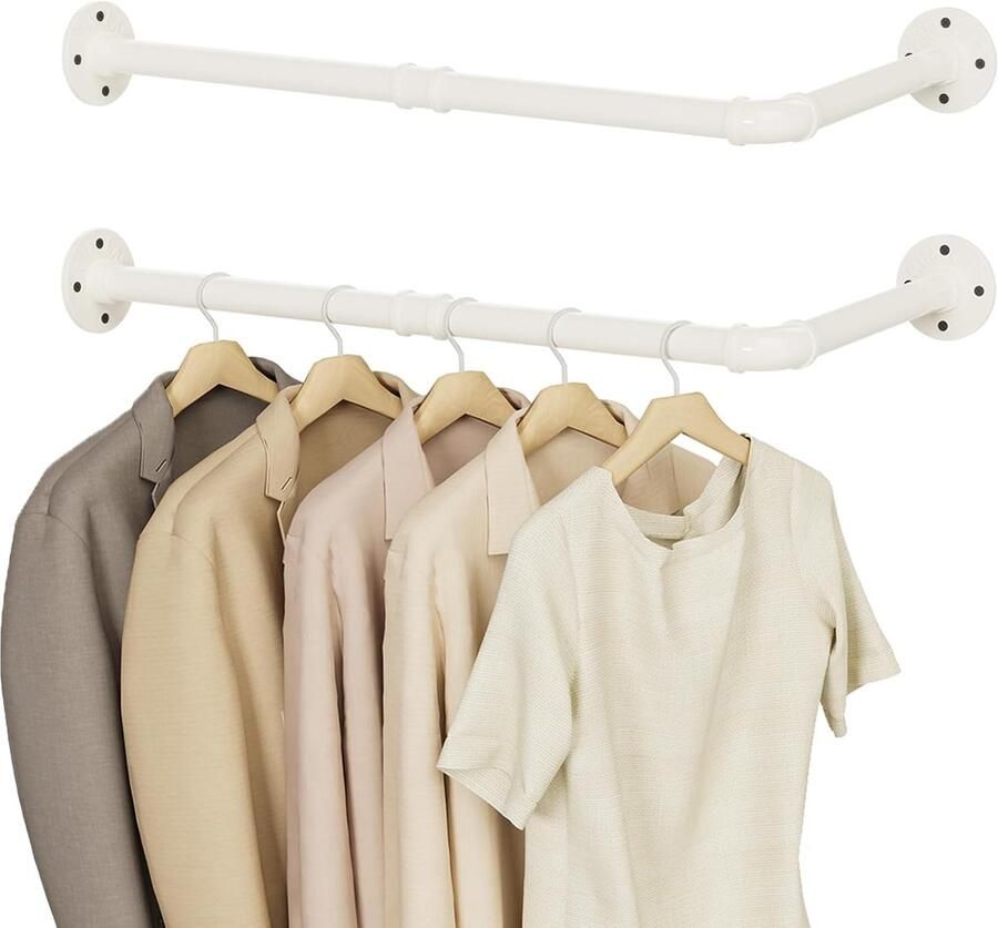 JGS Industrieel Wandgemonteerd Kledingrek van Gietijzer voor Ruimtes Set van 2