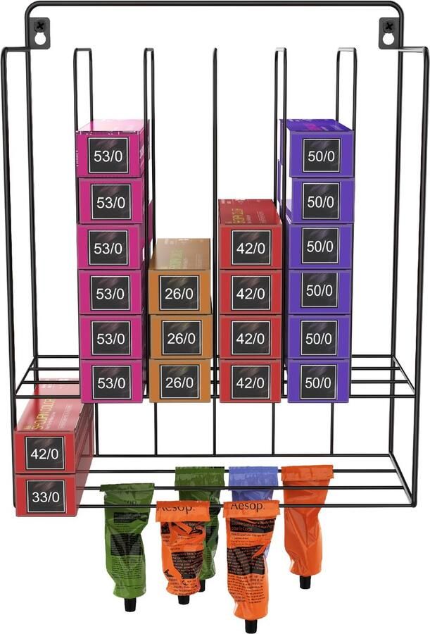 JGS Innovatief Opbergsysteem voor Haarverfbuizen Metalen Salon Organizer voor Kleurtubes