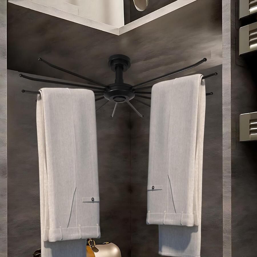 JGS Metalen Roterende Kledingstandaard met 360° Draaibare Haak en 13 Armen voor Broeken en Stropdassen