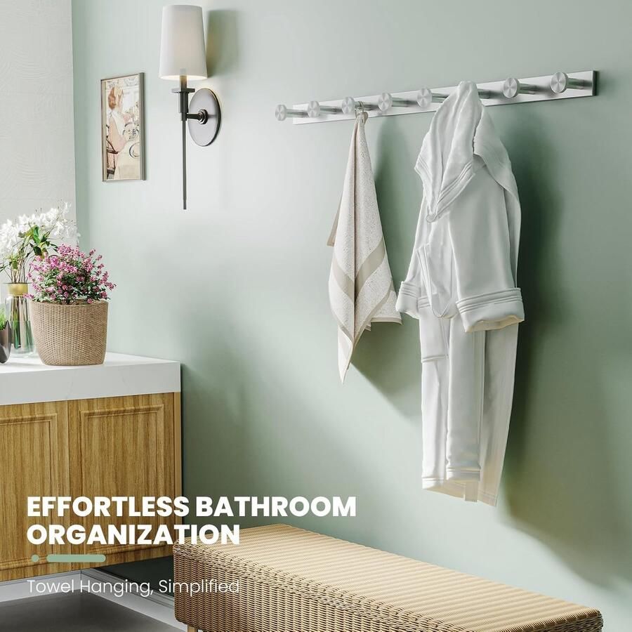 JGS Klassieke Kapstok Met 8 Haken Van Hoogwaardig Roestvrij Staal Voor Ruimtes Tot 30 kg