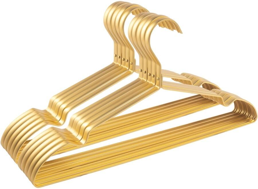 JGS Kledinghanger Set Goudkleurig Metaal voor Ruimtebesparende Kledingkast Organisatie 42 cm Breed 10 Stuks