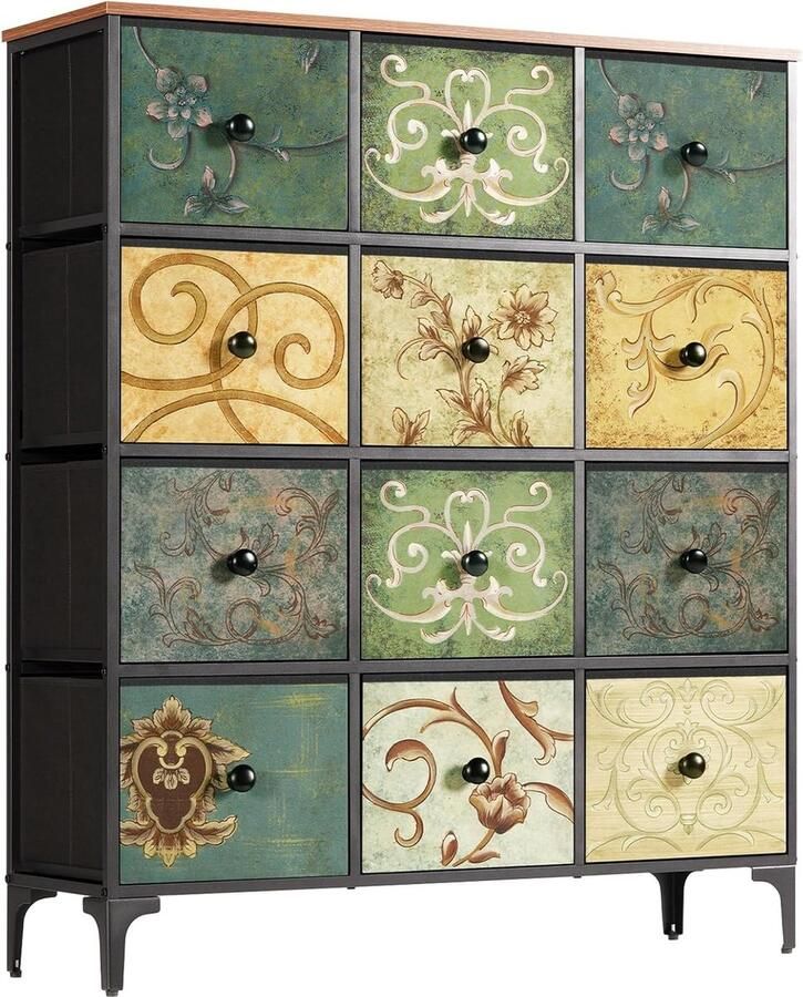 ShopHaven Ladekast Slaapkamer met 12 Lades Stoffen Ladeblok voor Slaapkamer Opbergkast met Lades Opslag Organisator voor Woonkamer Hal Kinderkamer