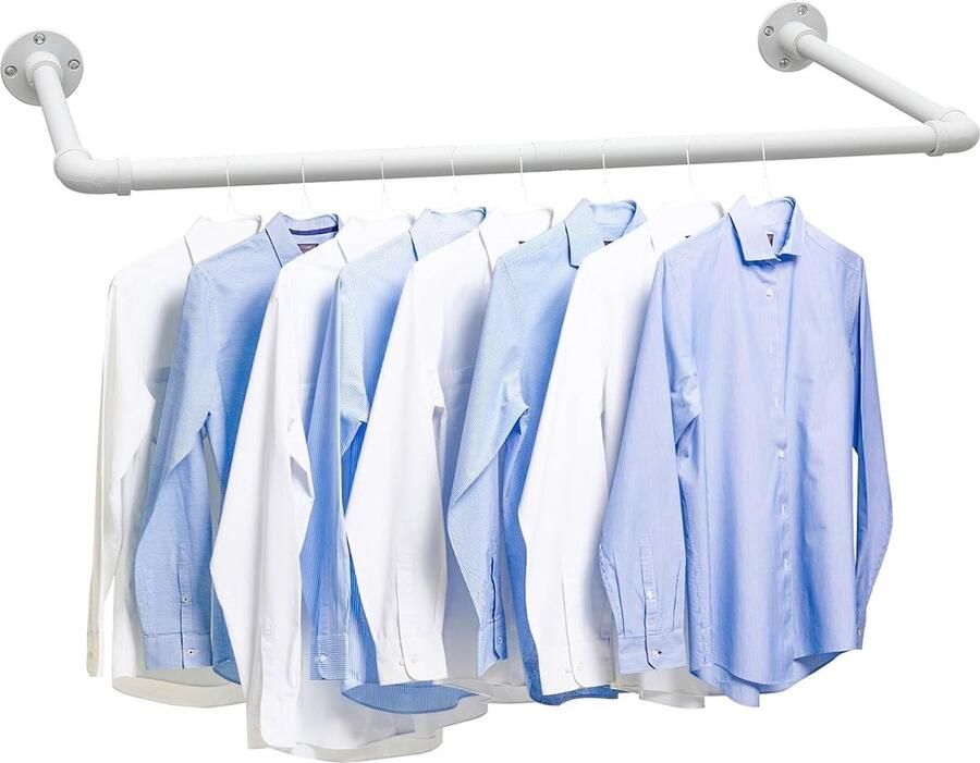 JGS Kledingrek in Industriële Stijl voor Muurbevestiging 120 cm Metalen Rek Eenvoudig te Monteren