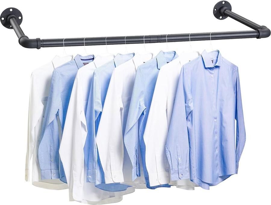 JGS Kledingrek in Industriële Stijl voor Wandmontage 120 cm Verwijderbaar en Eenvoudig te Monteren