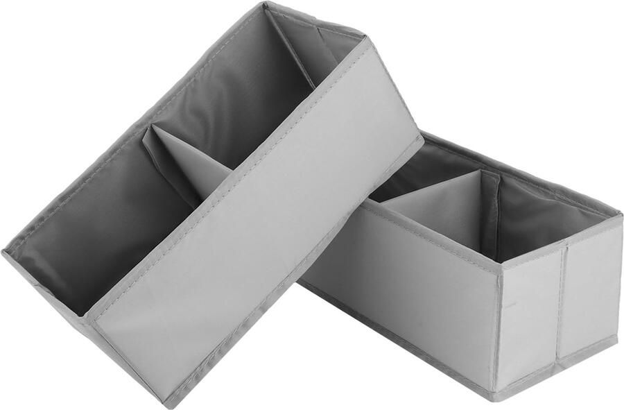 JGS Kleine Grijze Textiel Opbergdozen met Tweevaksindeling voor Kastorganisatie