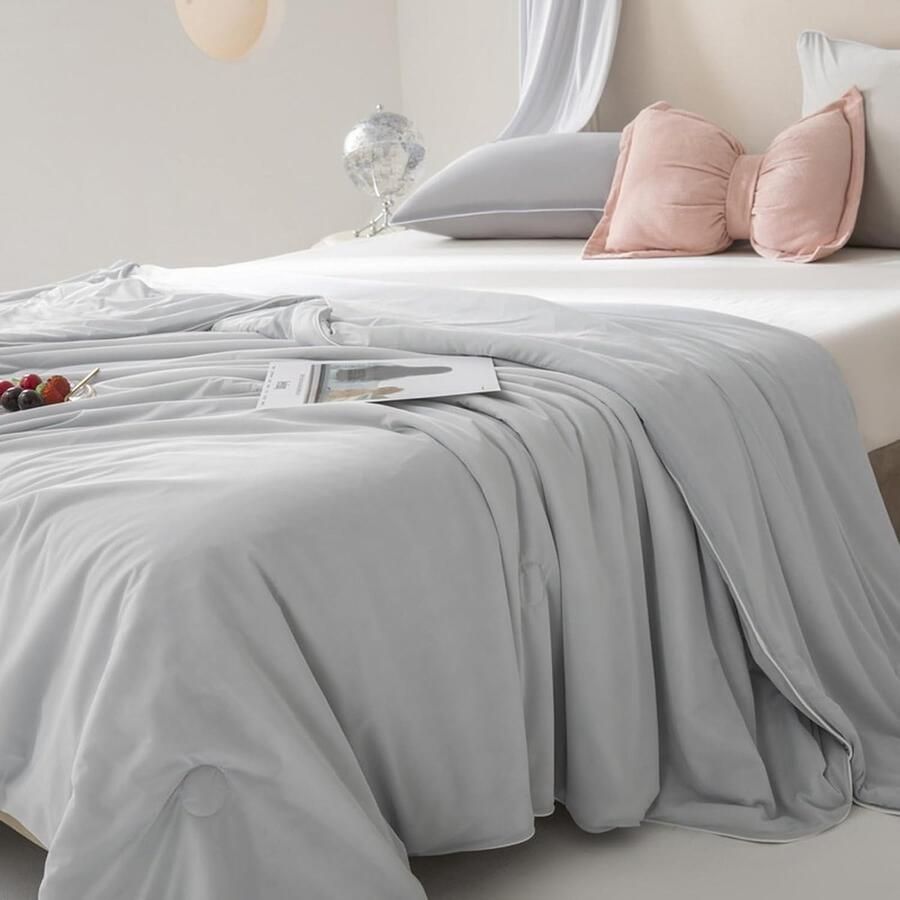 JGS Koele Zomer Dekbed voor Comfortabele Nachten Ideaal voor Bed Bank en Meer Donkergrijs 150 x 200 cm