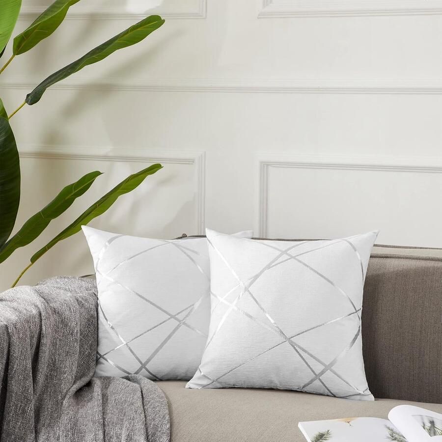 JGS Kussensloop 40 x 40 cm wit kussenslopen sierkussen case voor bank slaapkamer en woonkamer set van 2