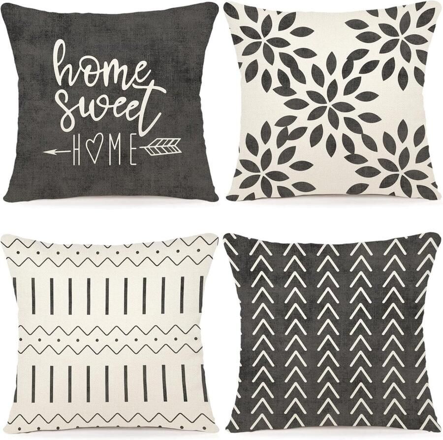 JGS Kussenslopen 4-delige set kussenslopen linnen kussensloop sierkussen kussenslopen voor bank tuinbed bank kussen 40 x 40 cm (set van 4)