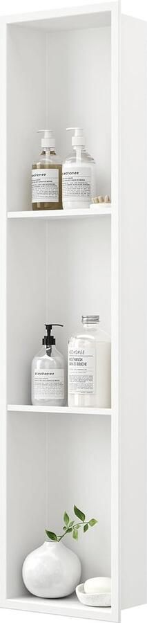 JGS Kwalitatieve Wandnis Douchebak van Roestvrij Staal 90x20 cm Wit Perfecte Badkamer Opslagoplossing