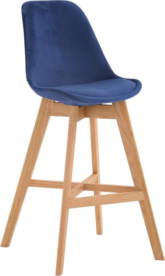 JGS Luxe Barkruk Cannes Eikenhout met Fluweel Afwerking Comfortabele Barstoel met Rugleuning