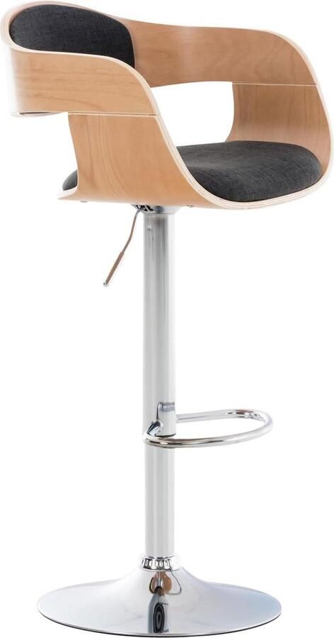 JGS Luxe Barkruk Kingston in Natuur Donkergrijs: Hoogte Verstelbaar en Bekleed met Hoogwaardige Stof