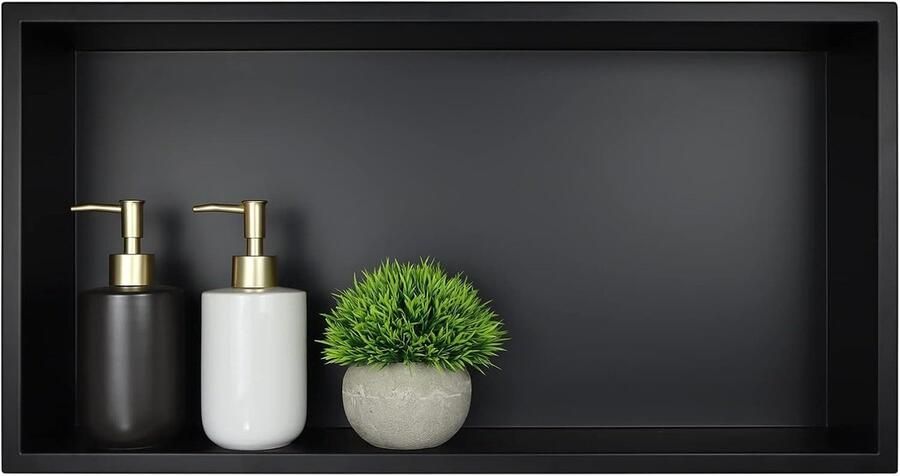 JGS Stijlvolle Ingebouwde Wandnis van Roestvrij Staal voor Badkamer en Meer 60 x 30 x 10 cm