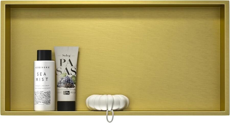 JGS Luxe Douche Wandnis van Roestvrij Staal 304 Goudkleurig 60cm x 30cm x 10cm Geen Tegels Nodig