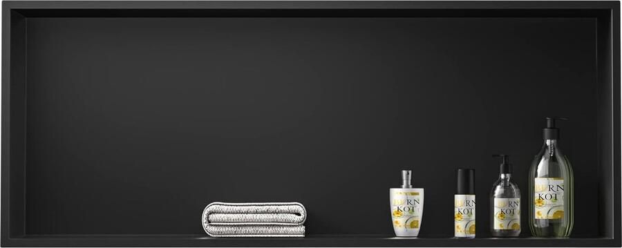 JGS Stijlvolle Zwarte Douche Niche van Roestvrij Staal 90x30x10 cm Geen Tegels Nodig