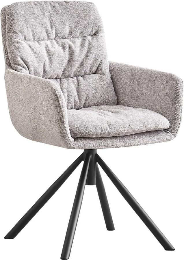 JGS Eetkamerstoel Loungestoel Draaistoel Gestoffeerde stoel voor eetkamer keuken woonkamer kantoor industrieel modern retro design grijs 1 stuk