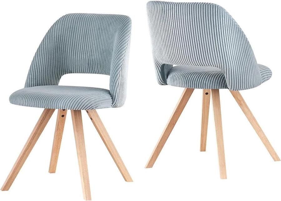 JGS Eetkamerstoelen set van 2 Corduroy kaptafelstoelen Keukenstoelen Gestoffeerde stoelen voor keuken Woonkamer Eetkamer Kantoor Modern landhuisontwerp Blauw