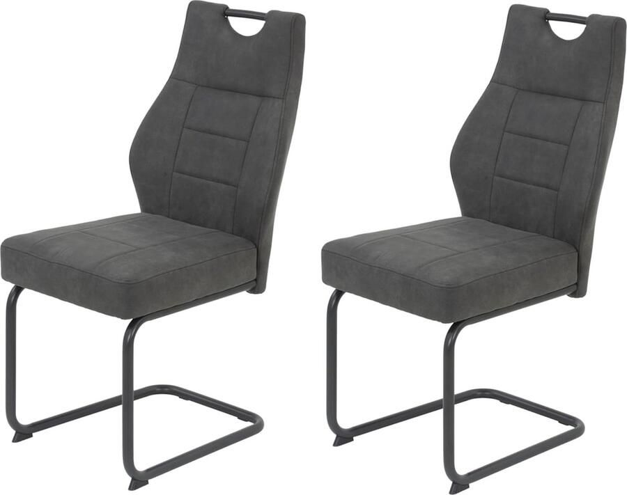 JGS Luxe Eetkamerstoelen Set Linda Comfortabele Schommelstoel in Vintage Antraciet