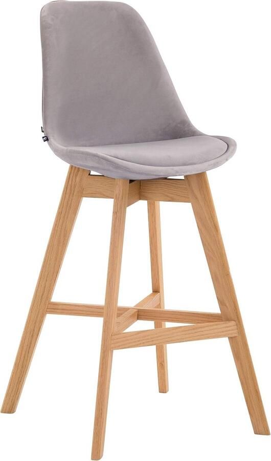 JGS Stijlvolle Fluwelen Barkruk met Eikenhouten Frame en Voetensteun voor Comfortabel Zitgemak