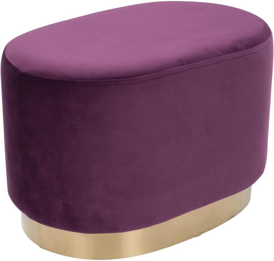 JGS Luxe fluwelen make-up kruk poef in maten en kleuren stijlvol afgewerkt met goud perfect voor woonkamer of slaapkamer ovaal paars
