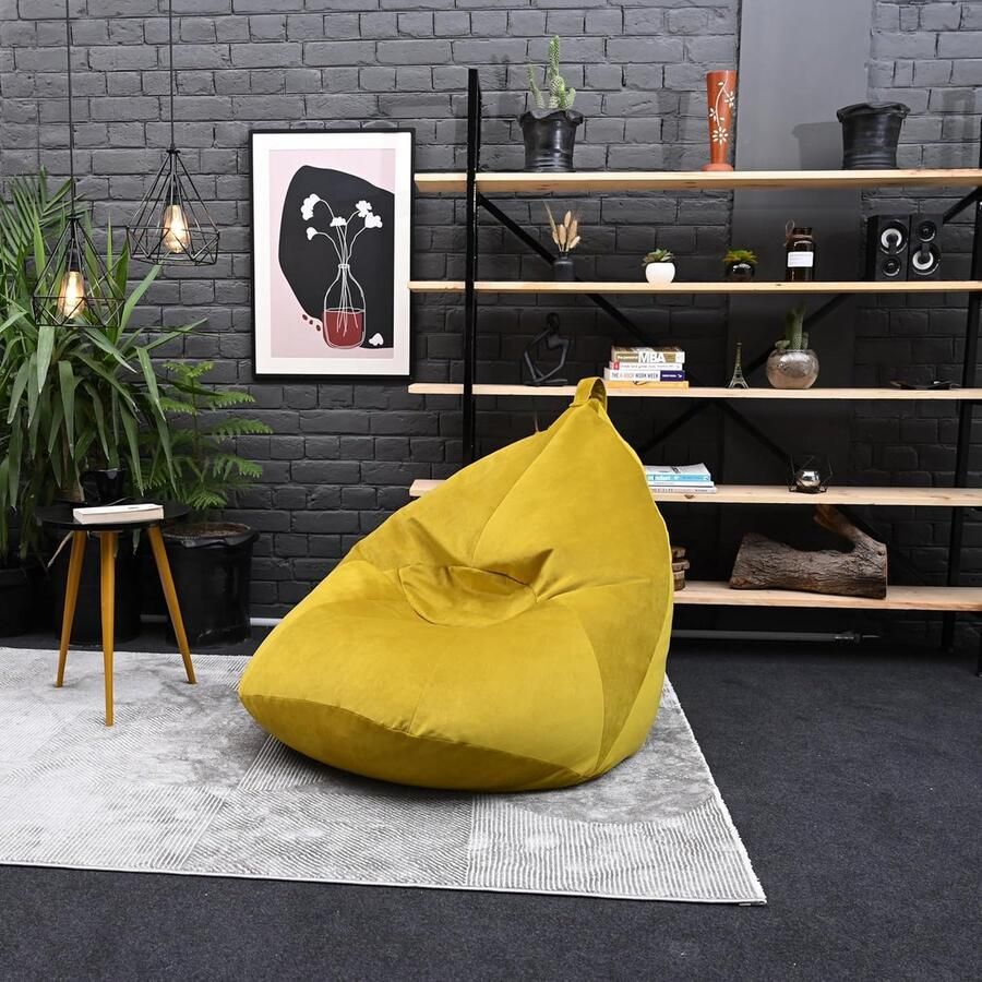 JGS Fluwelen zitzak ligstoel binnen woonkamer gaming zitzak met vulling voor volwassenen lichtgewicht gamer zitzak poef stoel ergonomisch ontwerp voor lichaamsondersteuning (kurkuma)