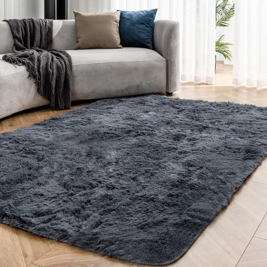 JGS Luxe Groot Shaggy Tapijt voor Woon- en Slaapkamer Antislip en Superzacht in Grijs (150 x 240 cm)