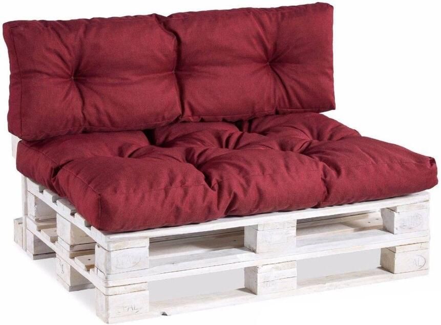 JGS Luxe Loungeset Kussens voor Palletbanken met Rug- en Zitondersteuning Bordeauxrood Verschillende Maten Beschikbaar 120 x 40 en 120 x 80 cm bordeauxrood