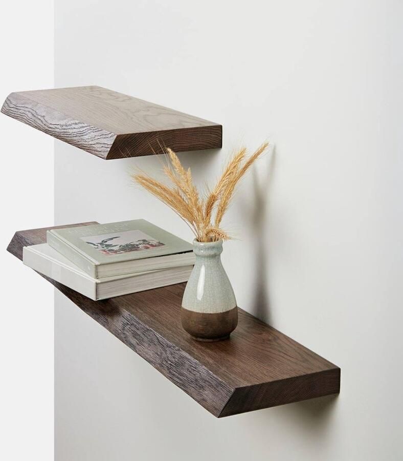 Goodivery Unieke Wandplank met Eiken Boomrand en Onzichtbare Bevestiging