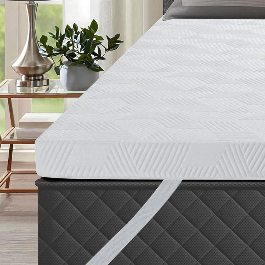 JGS Matras 180 x 200 cm Topper Memory Foam Matras Topper 7 5 cm Hoogte Matras Topper Antislip Onderkant voor Matrassen en Boxspring Bed Wit