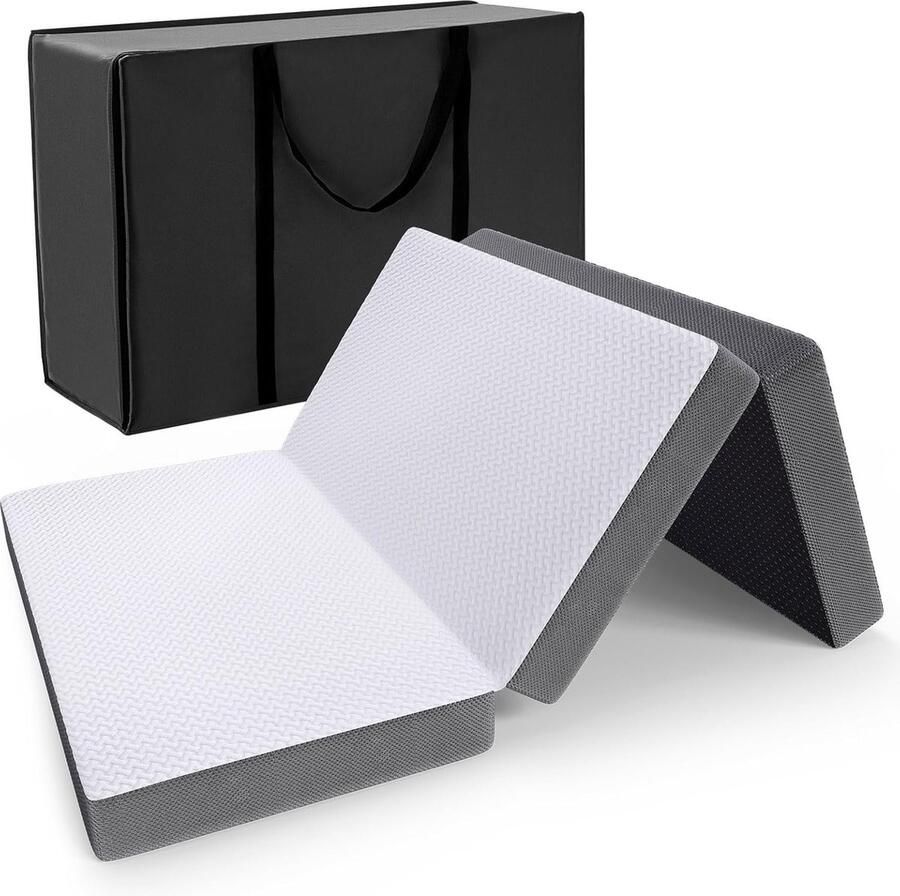 JGS Luxe Vouwmatras 140 x 200 x 9 5 cm 3-Delige Campingmatras Compact Gastenbed Ergonomisch Vloermatras