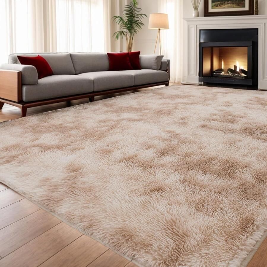 JGS Luxueus Zacht En Pluizig Tapijt 160 x 230 cm Voor Woon- En Slaapkamer Wasbaar Antislip Tapijt Voor Buitenruimtes En Gang Modern Decoratief Tapijt In Kaki