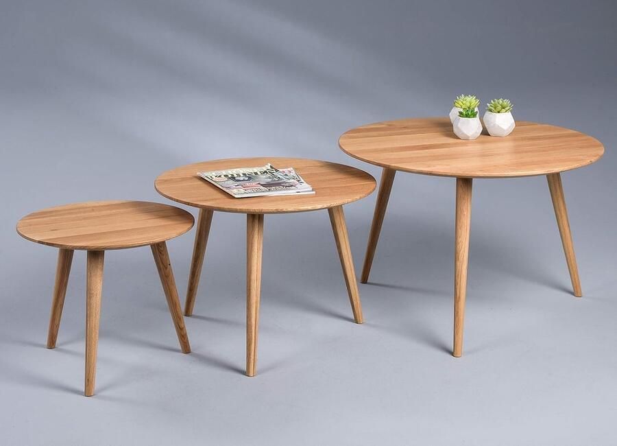 JGS Luxueuze Eiken Salontafel Oslo 3 Massief Hout Bruin