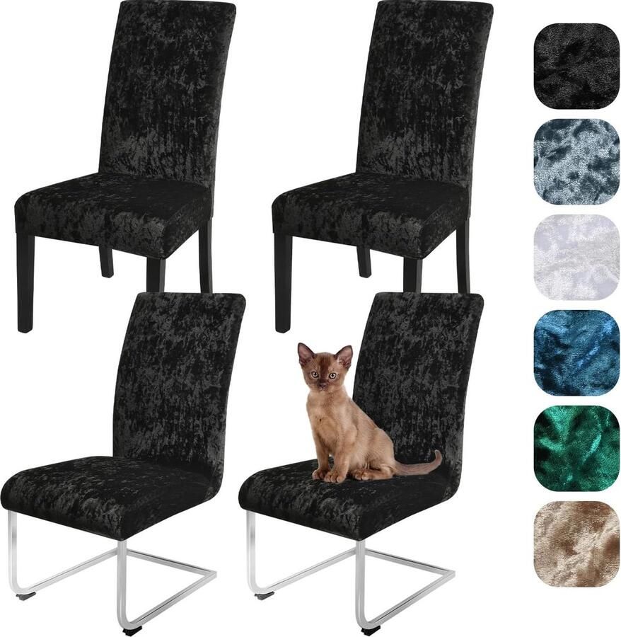 JGS Luxueuze Fluwelen Stoelhoezen Set van 4 6 voor Eetkamer en Feestelijke Gelegenheden