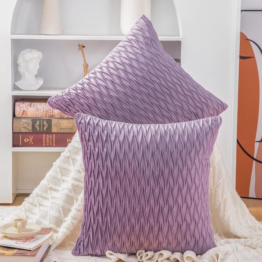 JGS Luxueuze Set van 2 Sierkussenhoezen in Europese Stijl voor Bank en Slaapkamer Paars 40 x 40 cm