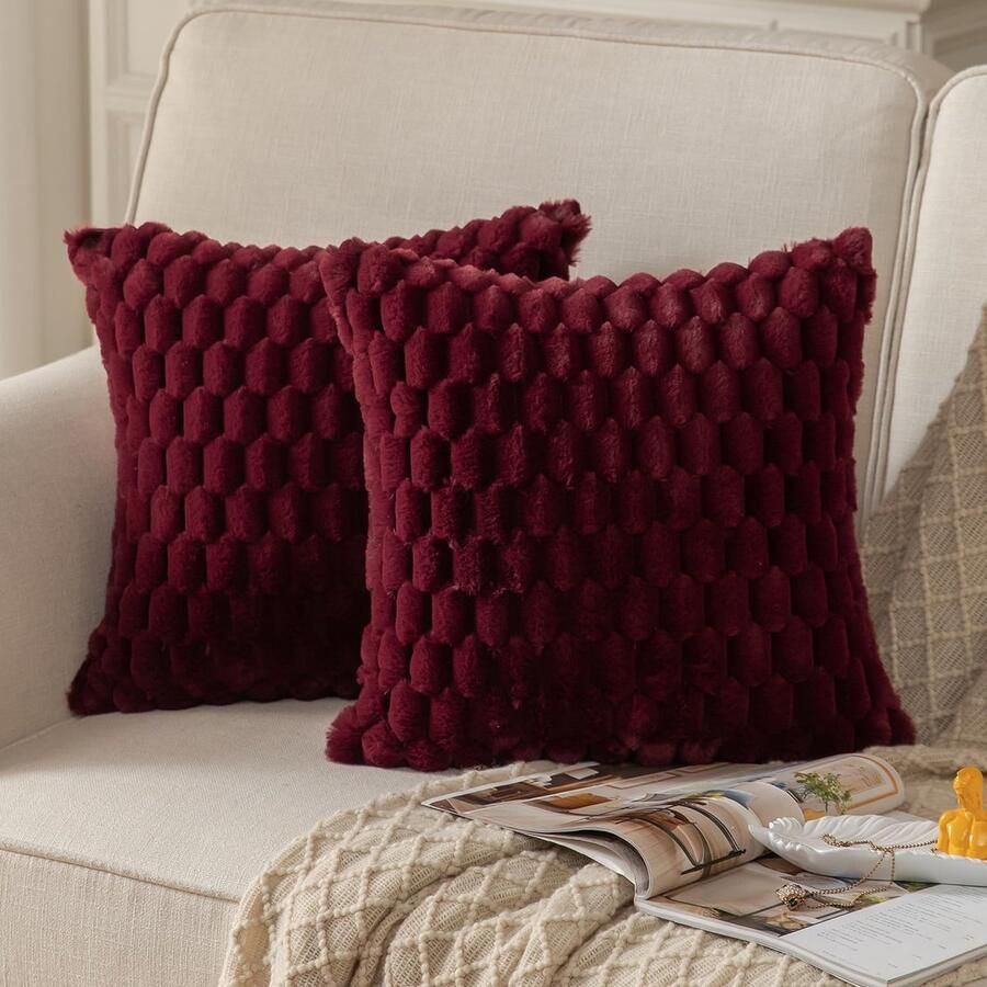 JGS Mandioo Set van 2 decoratieve pluche kussenslopen 40 x 40 cm wolfluweel decoratieve kussenhoezen bankkussen sierkussen wollig voor bank bed woonkamer set van 2