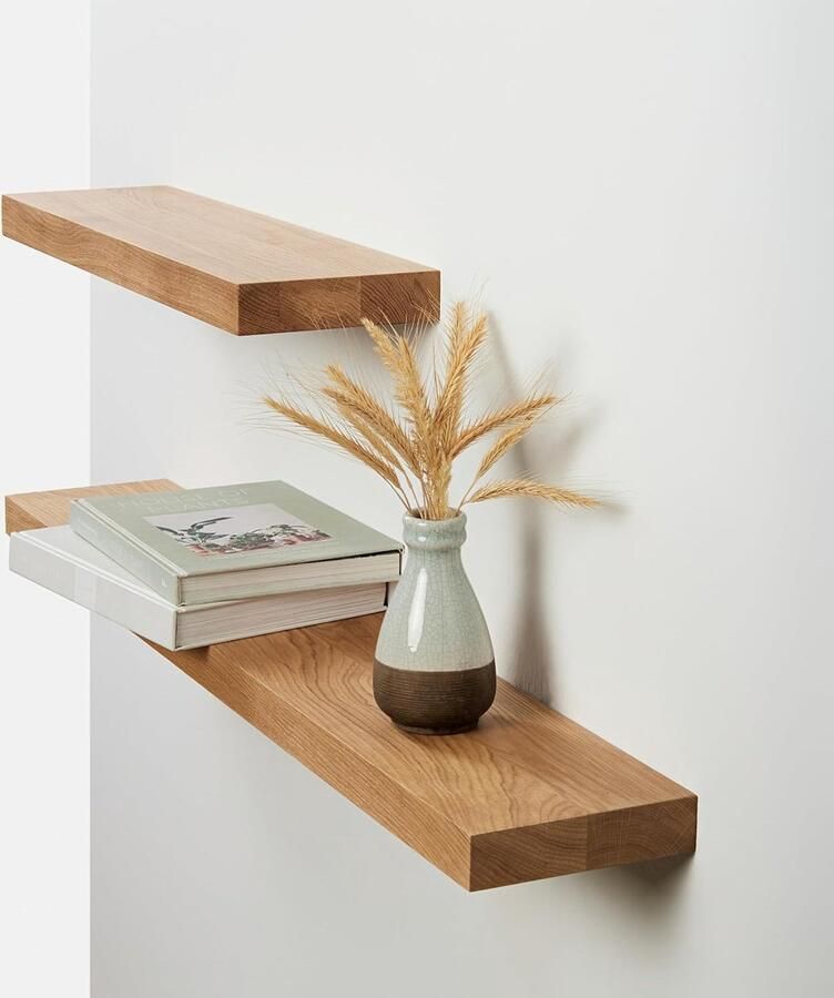 JGS Elegante Eikenhouten Wandplank Zonder Boomrand voor Stijlvolle Interieurs 110 cm