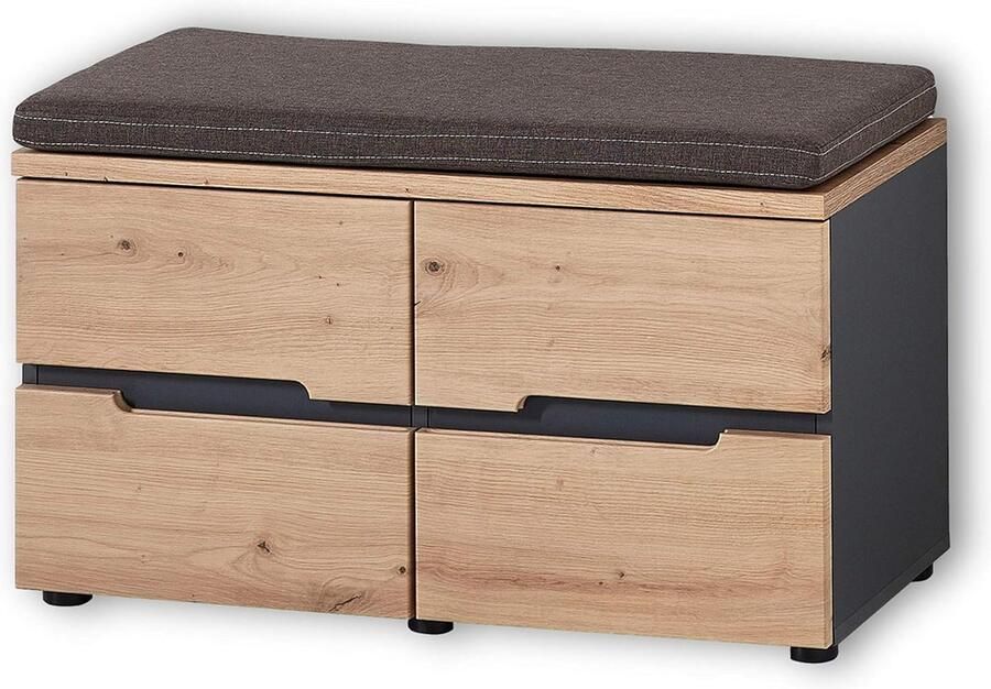 JGS Memphis Schoenenbank met Elegant Artisan Eiken Zitvlak Multifunctionele Halmeubel Comfortabele Opbergruimte