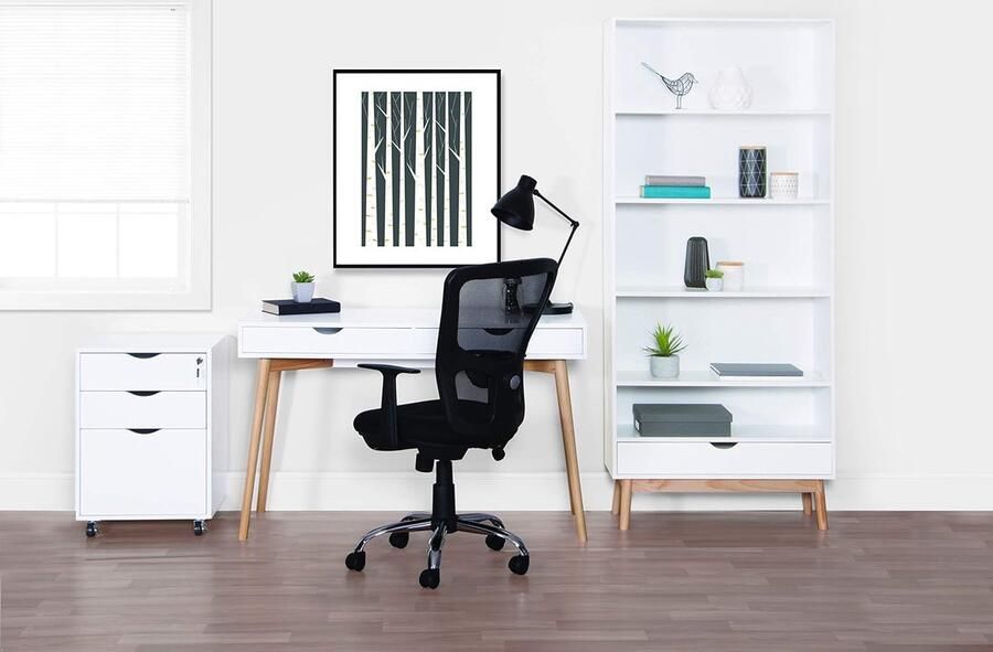 JGS Minimalistisch Scandinavisch Design Kantoorbureau met Stevige Beukenpoten en Twee Laden 120x48x75cm Wit MDF