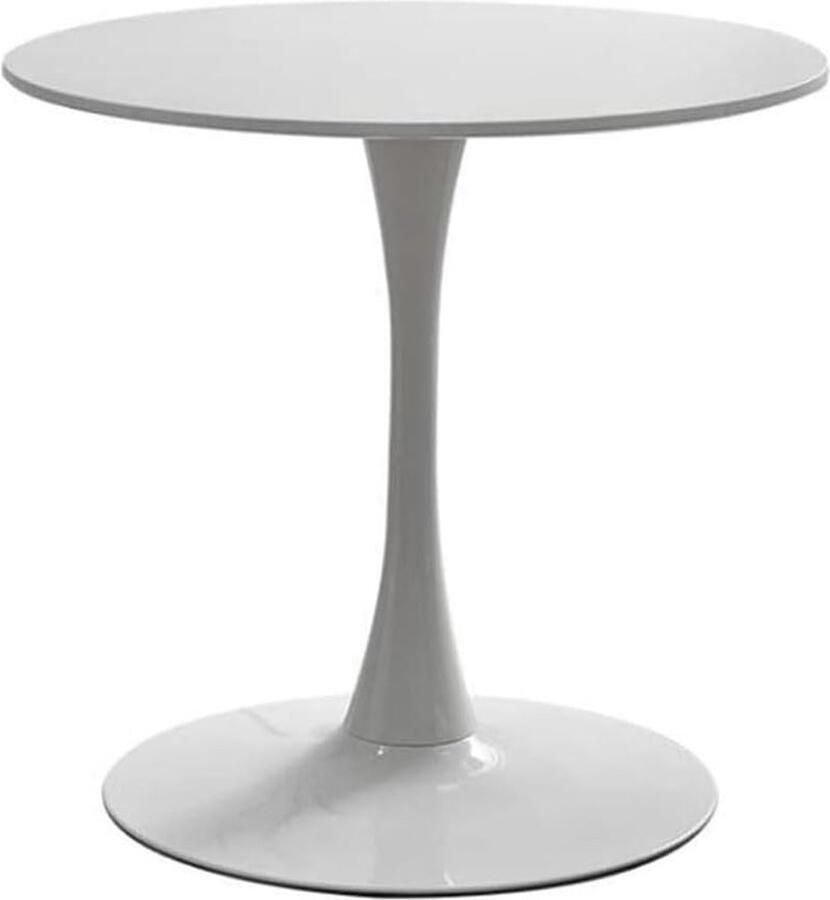 JGS Moderne ronde tafel met wit blad eenvoudige eettafel voor ontspanning Scandinavische salontafel melktheetafel tulpenbalkon kleine ronde tafel en stoelen (afmeting: 70 cm wit)