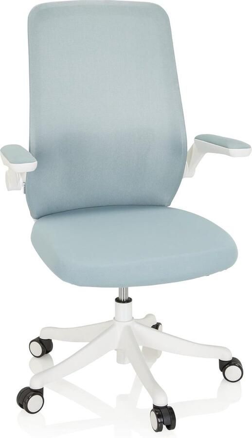 JGS Bureaustoel met opklapbare armleuningen stoffen bureaustoel met lendensteun en mesh-rug lichtblauw wit