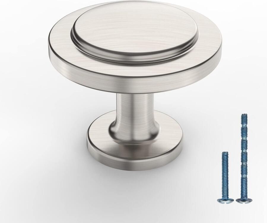 JGS Moderne Geborsteld Nikkel Meubelknoppen Set van 10 voor Keuken en Kast