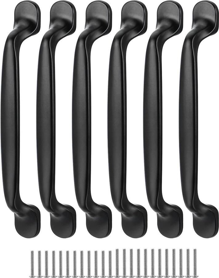 JGS Moderne kastgrepen beknopte ladegrepen kastdeurgrepen lusgrepen meubeldeurgrepen voor keuken slaapkamer 128 mm gatafstand zwart 12 stuks